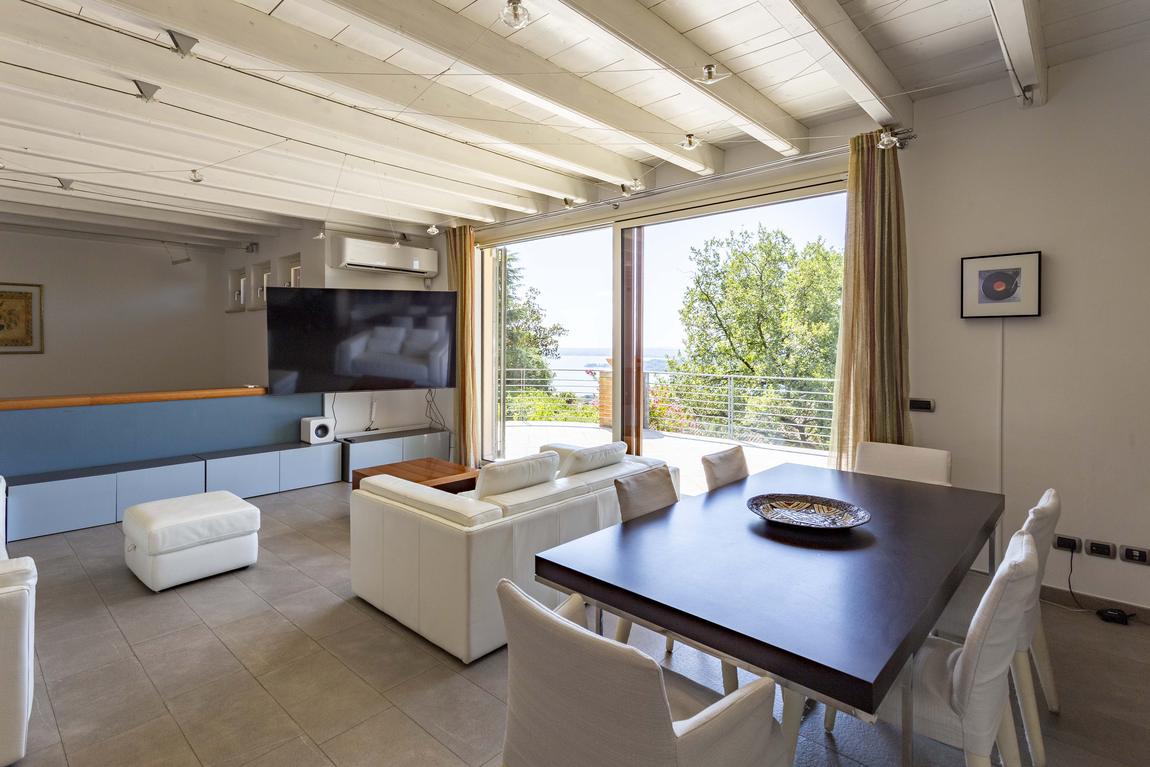 The dining table with the terrace beyond